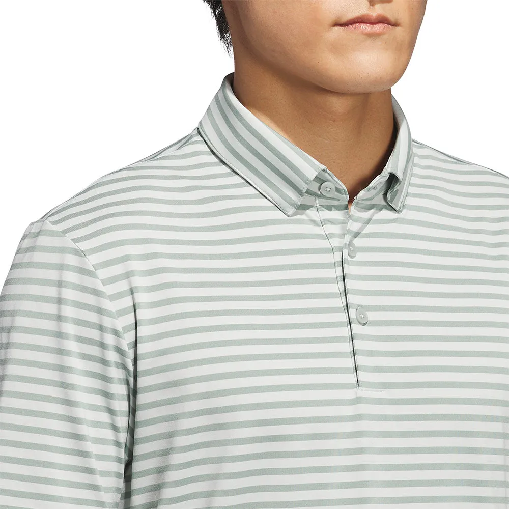 Rule the Streets Own the Streets Adidas Ultimate365 Stripe Polo Shirt - Silver Green/Wonder Silver