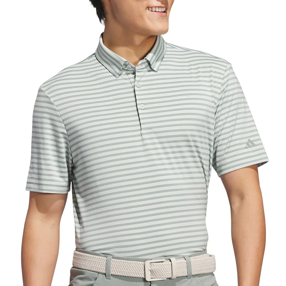 Move Like You Mean It Adidas Ultimate365 Stripe Polo Shirt - Silver Green/Wonder Silver