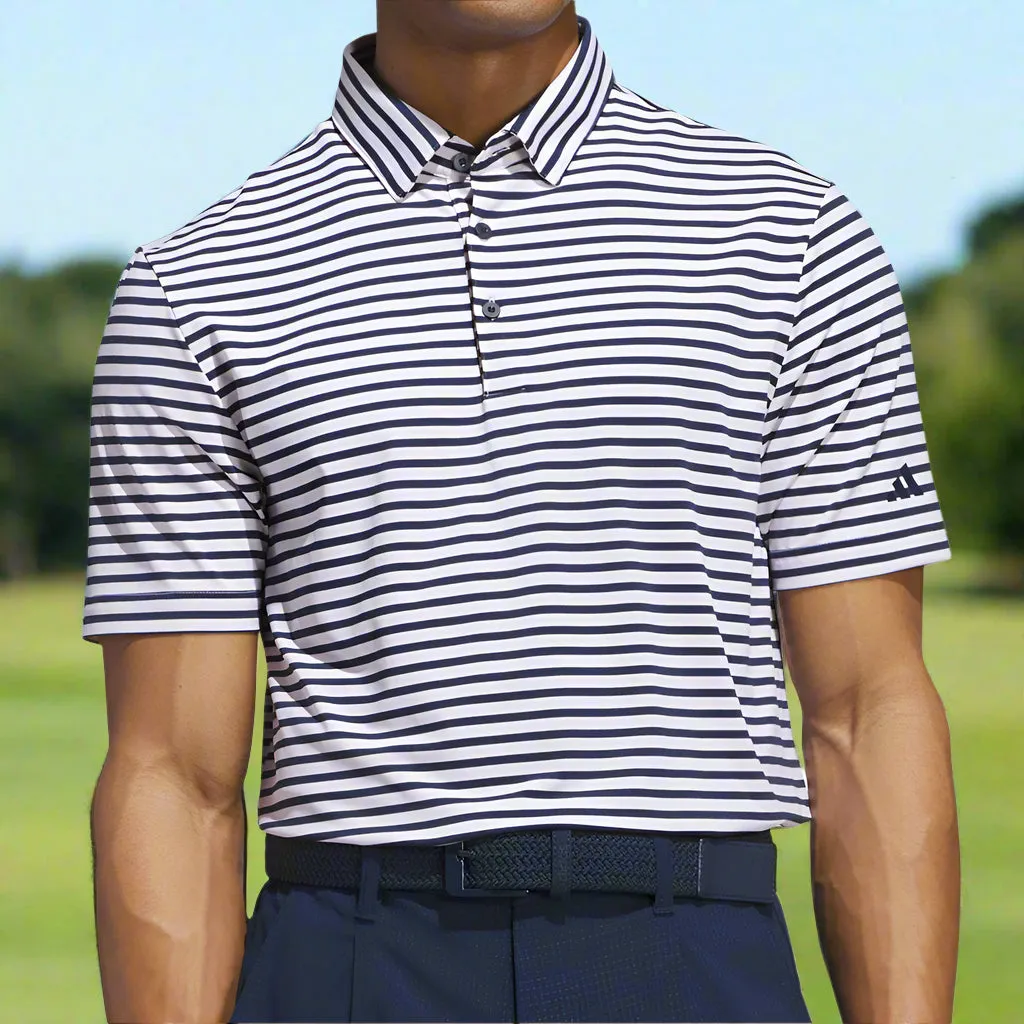Adidas Ultimate365 Stripe Polo Shirt - White/Collegiate Navy Game-Changer Footwear