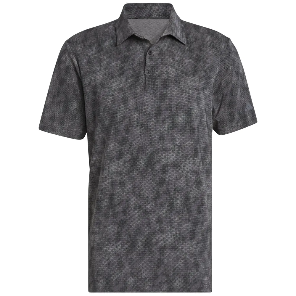 Made to Turn Heads Unapologetically You Adidas Ultimate365 Textured Print Polo Shirt - Black/Grey Five