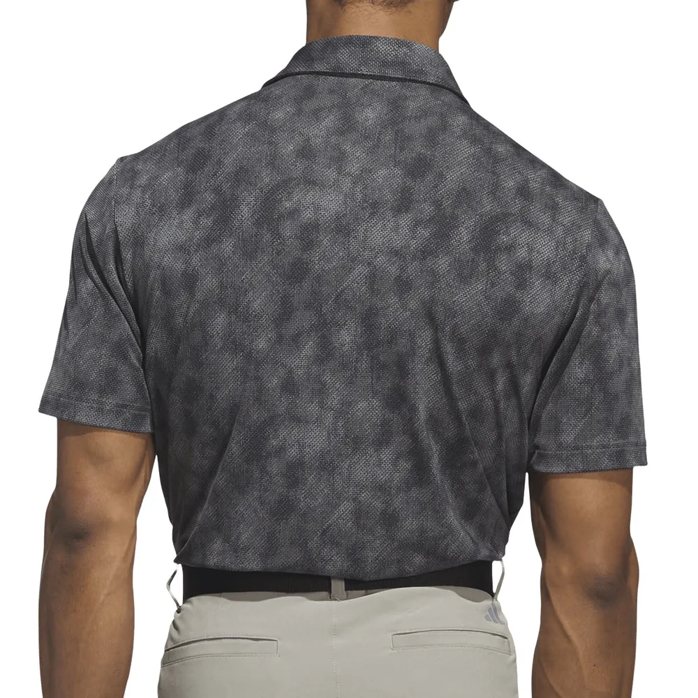 Adidas Ultimate365 Textured Print Polo Shirt - Black/Grey Five Engineered for Speed Walk with Power