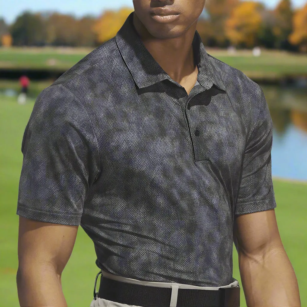 Adidas Ultimate365 Textured Print Polo Shirt - Black/Grey Five Black Friday Sale Deal Of The Century