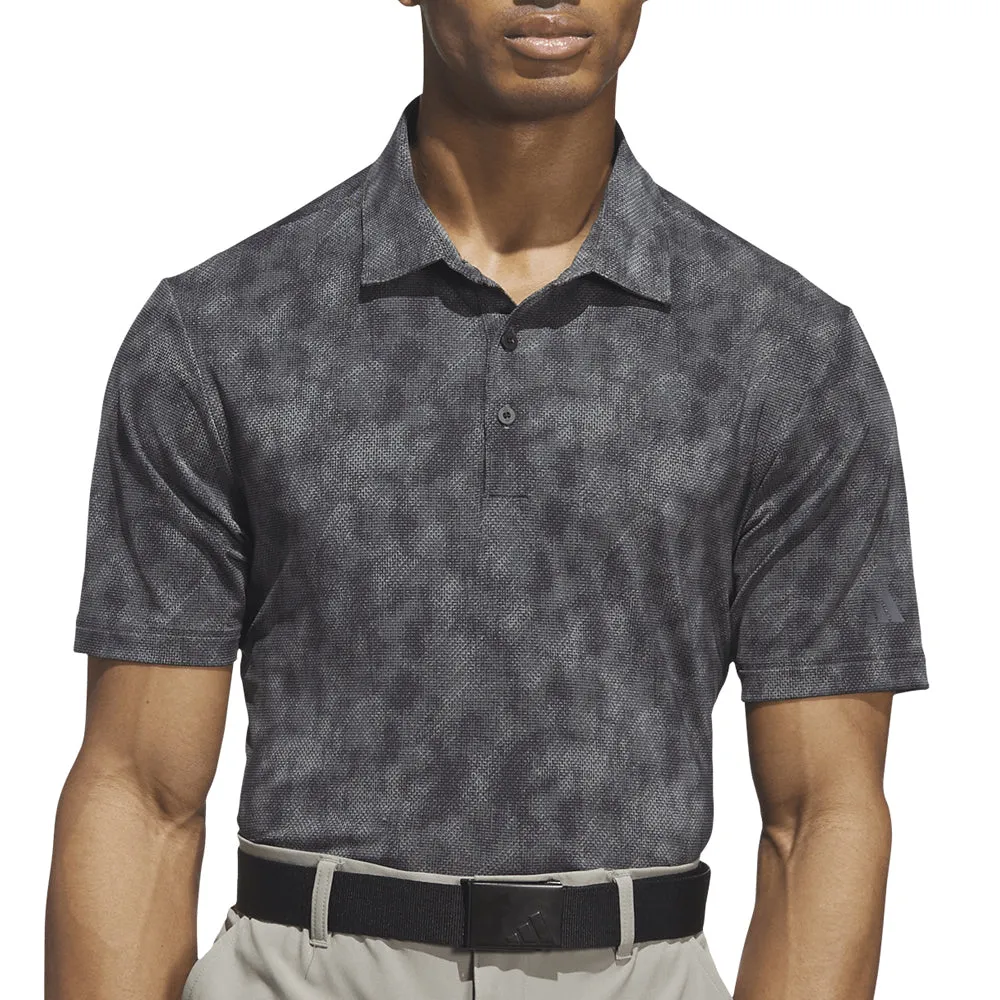Adidas Ultimate365 Textured Print Polo Shirt - Black/Grey Five Made to Turn Heads