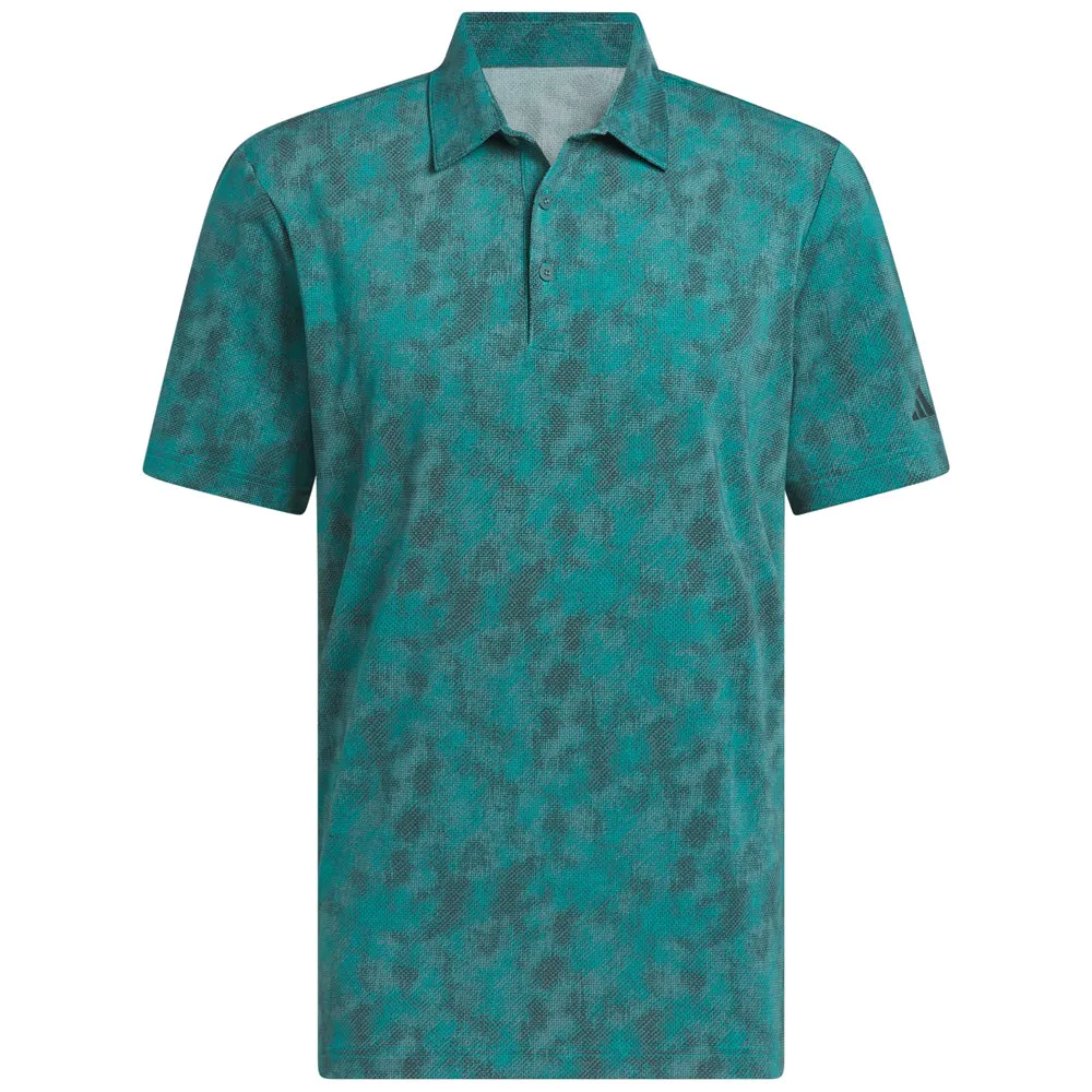 Own the Vibe Adidas Ultimate365 Textured Print Polo Shirt - Pure Teal/Aurora Ivy
