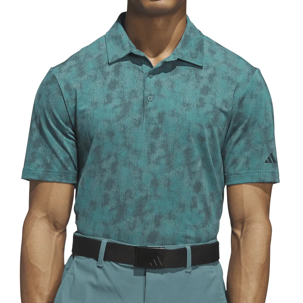 Easter Sale Adidas Ultimate365 Textured Print Polo Shirt - Pure Teal/Aurora Ivy