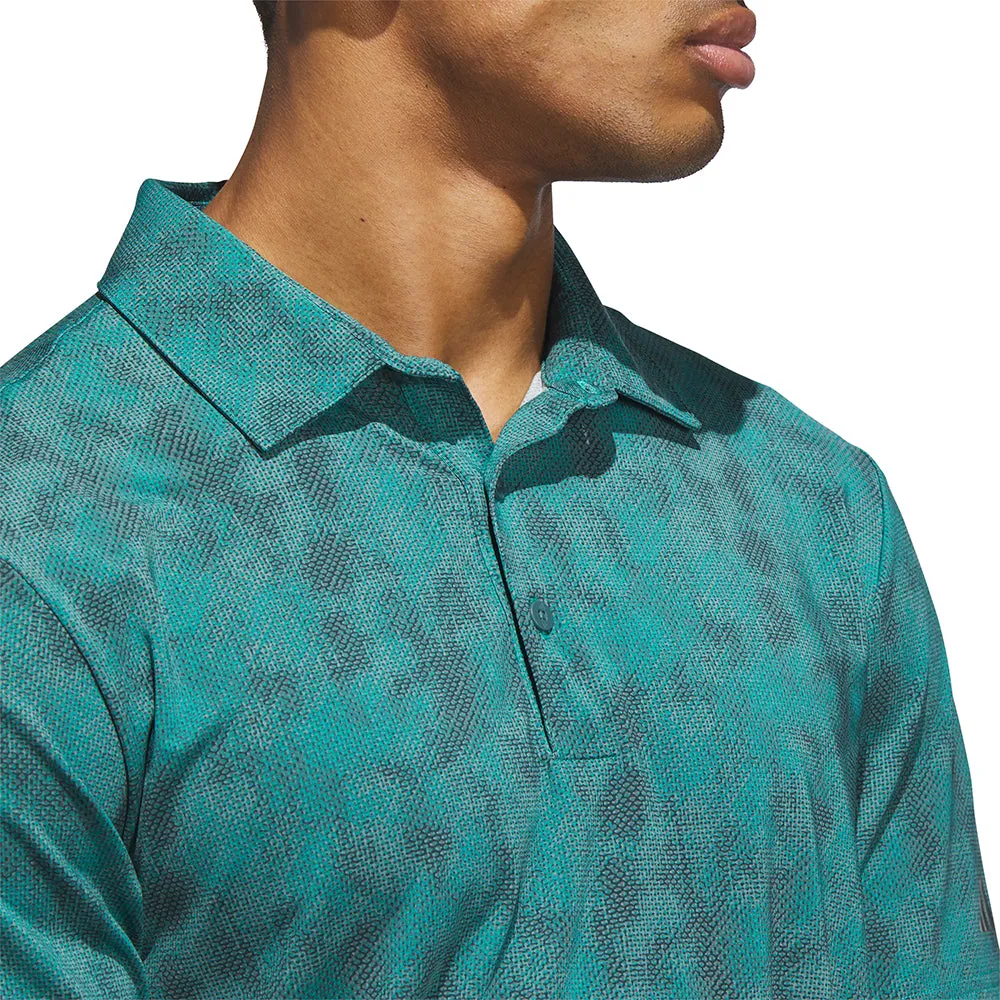 Valentine's Day Sale Adidas Ultimate365 Textured Print Polo Shirt - Pure Teal/Aurora Ivy
