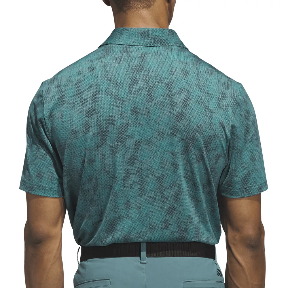 Adidas Ultimate365 Textured Print Polo Shirt - Pure Teal/Aurora Ivy Steal