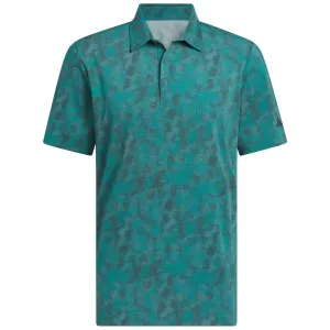 Own the Vibe Adidas Ultimate365 Textured Print Polo Shirt - Pure Teal/Aurora Ivy
