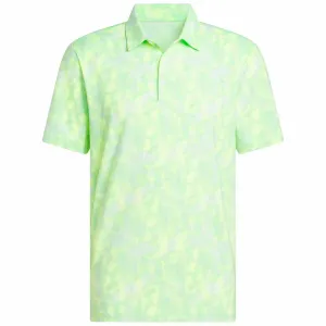 Adidas Ultimate365 Textured Print Polo Shirt - White/Lime Burst Chase What Moves You Command Attention