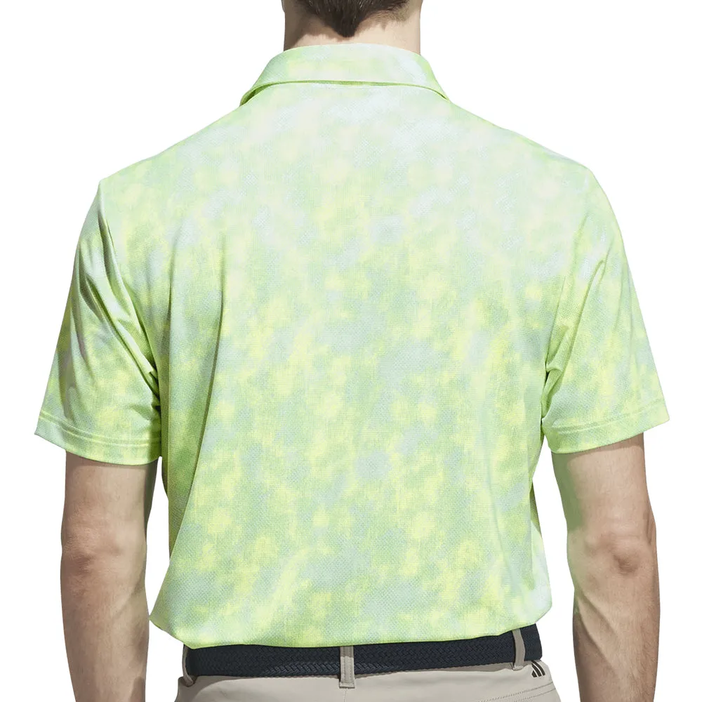 Adidas Ultimate365 Textured Print Polo Shirt - White/Lime Burst Empower Your Journey