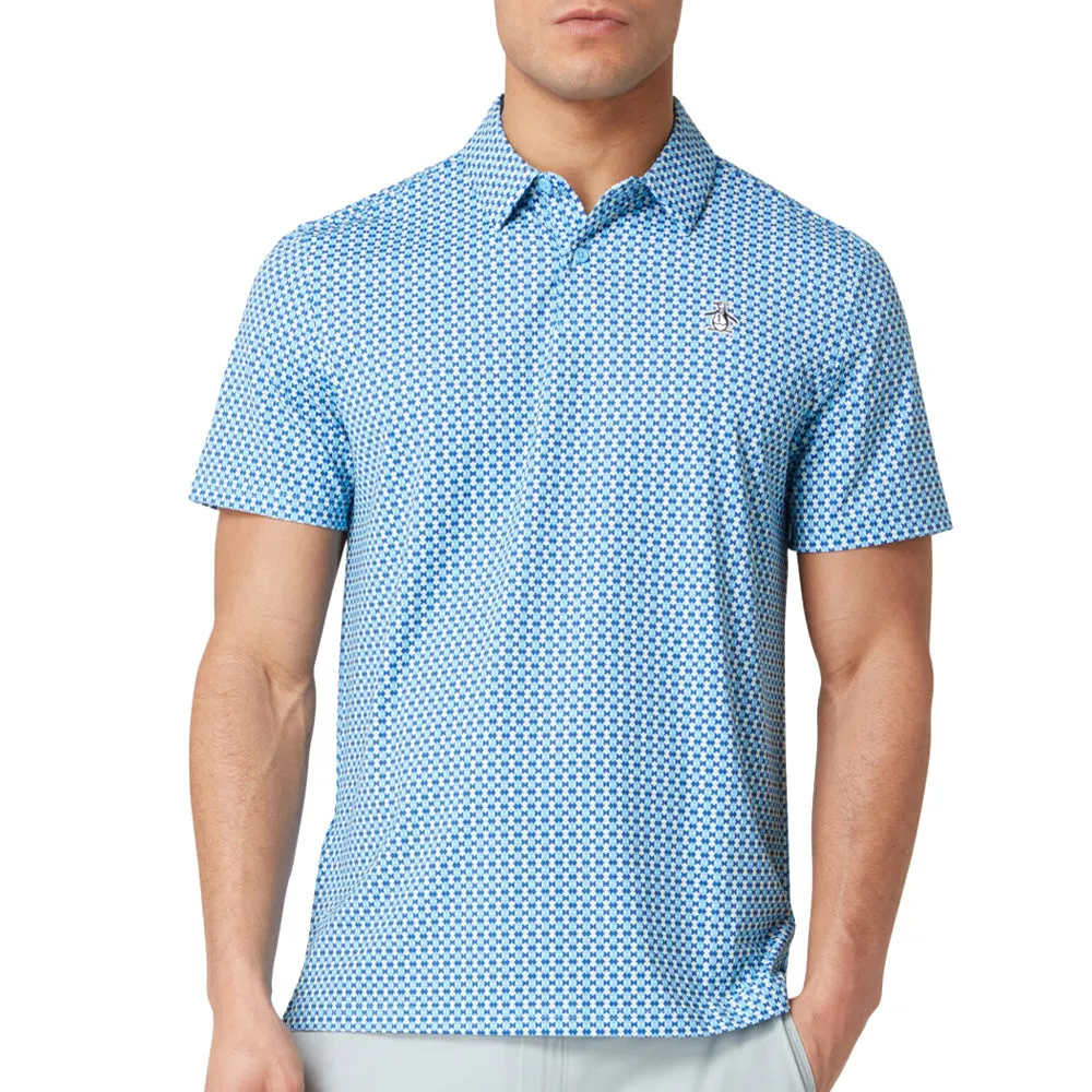 Original Penguin PeteS Bowtie Print Polo Shirt - Blue Grotto Rise Every Time Great Value