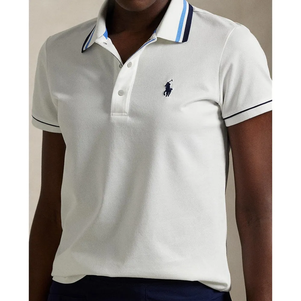 Rlx Ralph Lauren Women'S Tour Pique Polo Shirt - White/Navy/Blue Own the Streets