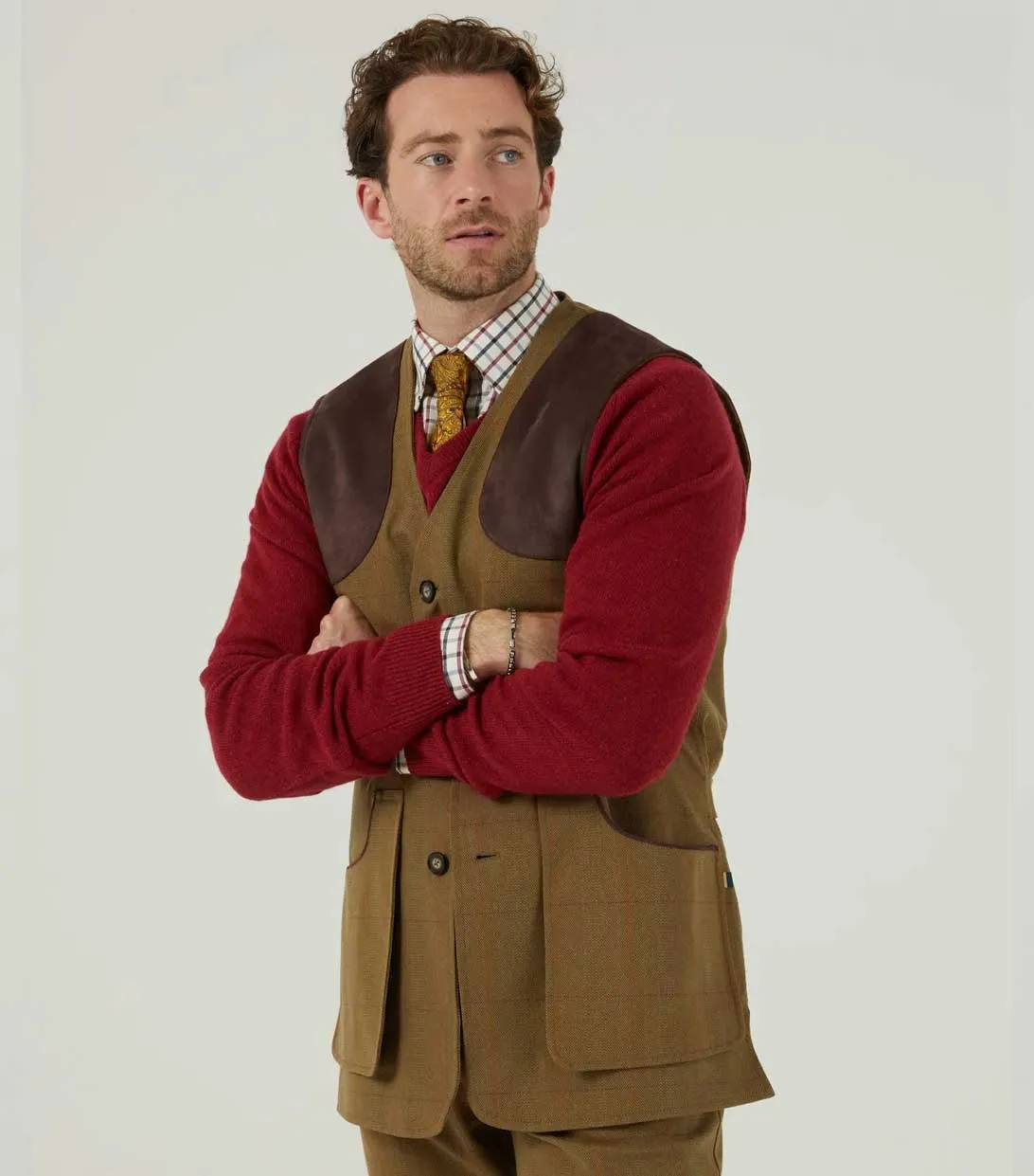 Alan Paine Axford Shooting Waistcoat Plain Dress Shirts Men