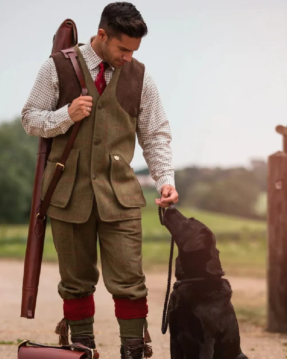 Alan Paine Combrook Tweed Shooting Waistcoat Short Sleeve Shirts Men