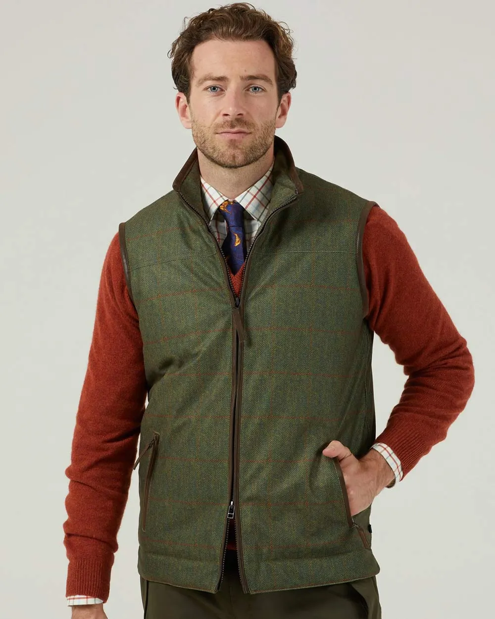 Alan Paine Didsmere Mens Technical Tweed Gilet Plain Dress Shirts Men