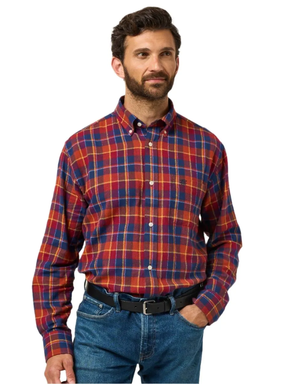 Alan Paine Ilkley Flannel Button-Down Collar Shirt Shooting Check Shirts