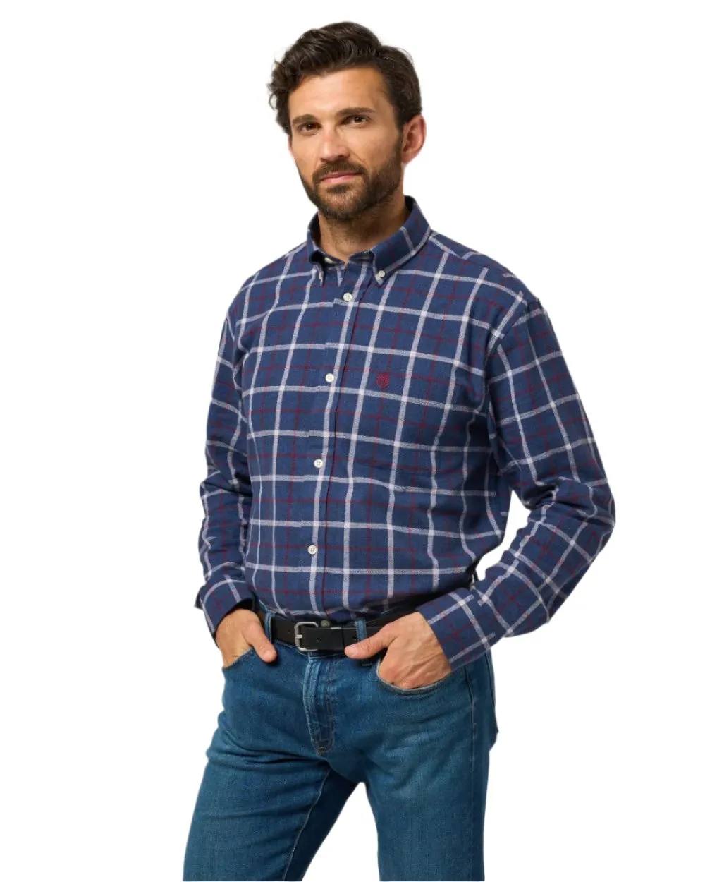 Alan Paine Ilkley Flannel Button-Down Collar Shirt Shooting Check Shirts