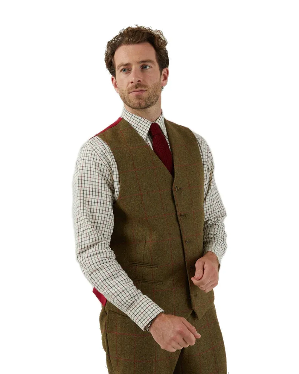 Alan Paine Mens Combrook Tweed Lined Back Waistcoat Plain Dress Shirts Men