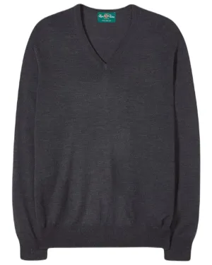 Alan Paine Mens Millbreck Merino Wool V-Neck Jumper Wool V-Neck Pullovers