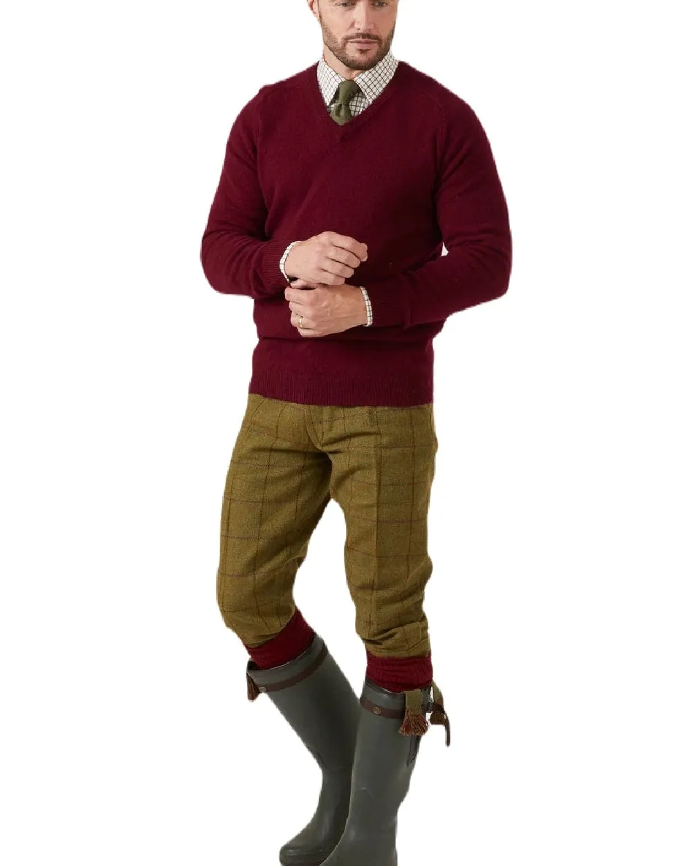 Alan Paine Streetly Lambswool V Neck Jumper Men's Knit Sweaters