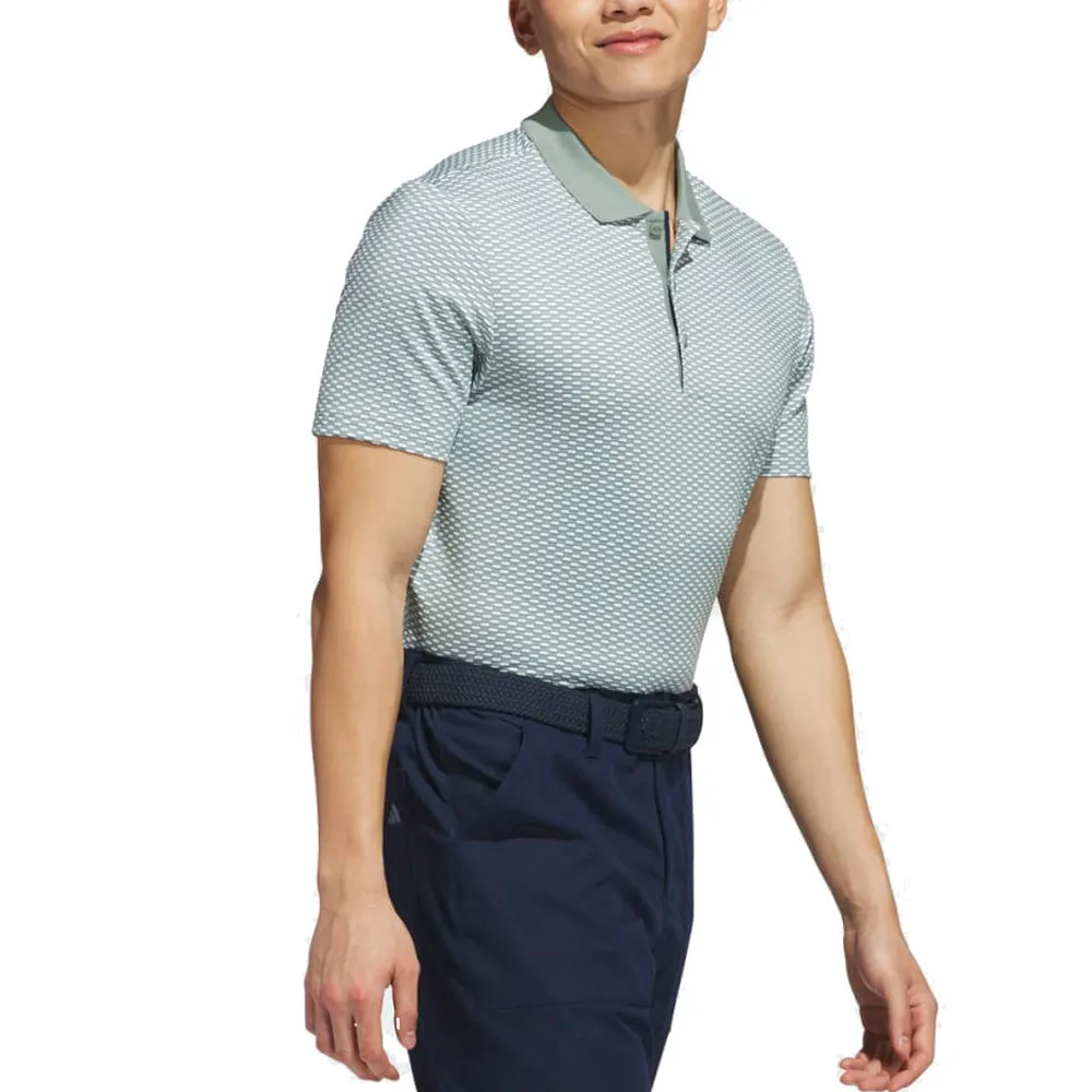 Made to Turn Heads Step into the Beat Adidas Beyond The Course Textured Polo Shirt - Silver Green