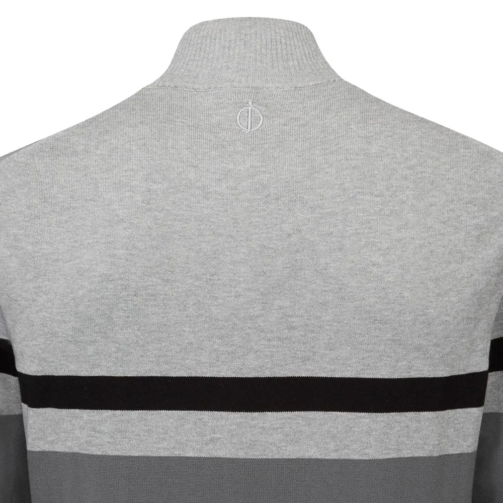Break Boundaries Oscar Jacobson Windsor Pin Knit 1/2 Zip Sweater - Pewter/Light Grey