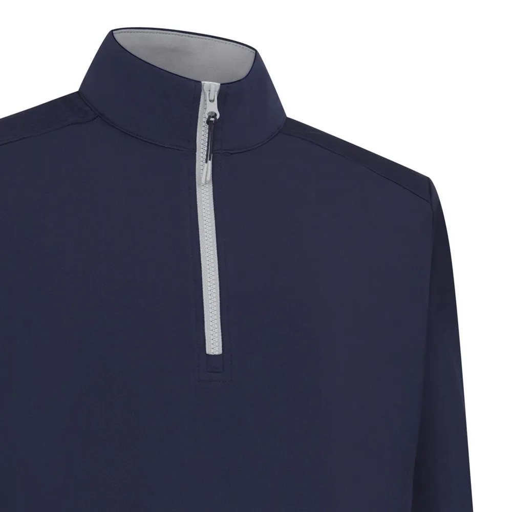 Make a Statement Bring the Heat Callaway 1/4 Zip Mixed Media Pullover - Peacoat