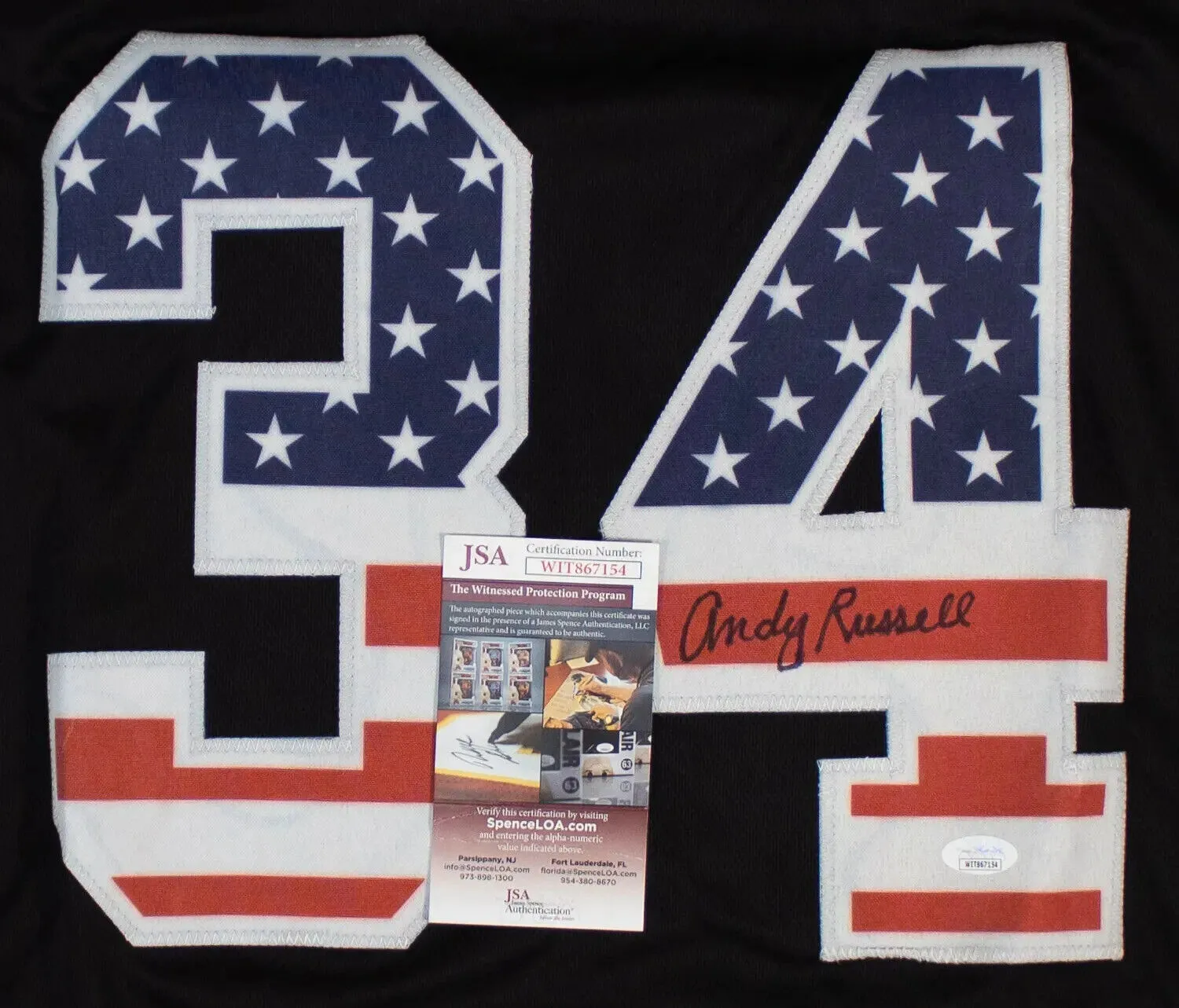 Andy Russell Signed Pittsburgh Steelers Stars/Stripes Jersey (JSA COA)All Pro LB