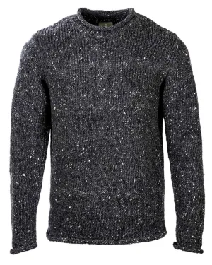 Aran Donegal Wool Crew Neck Sweater Men's Wool Knit Cardigans
