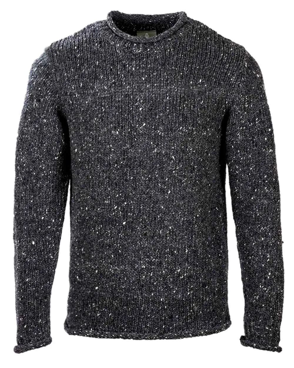Aran Donegal Wool Crew Neck Sweater Men's Wool Knit Cardigans