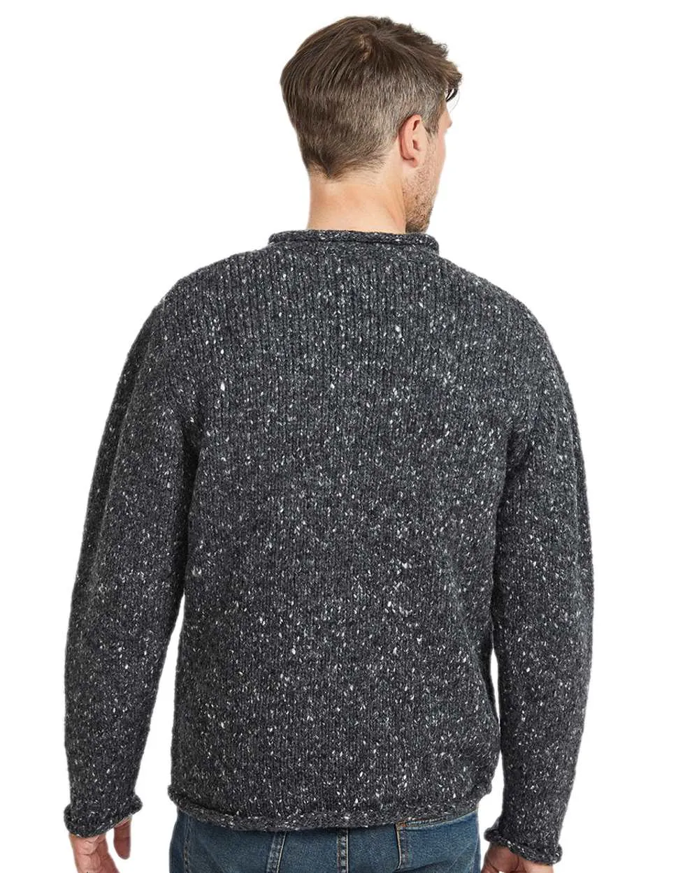 Aran Donegal Wool Crew Neck Sweater Men's Knit Sweaters