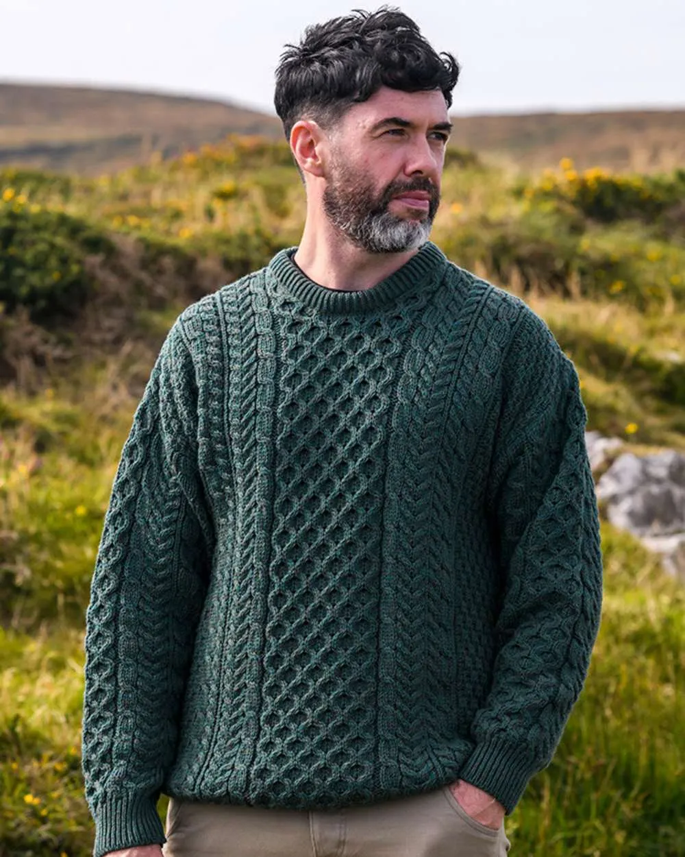 Aran Inishbofin Traditional Sweater Crew Neck Wool Sweater