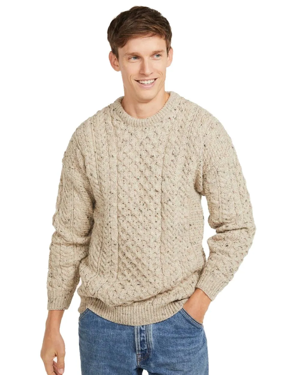 Aran Inishbofin Traditional Sweater Crew Neck Wool Sweater