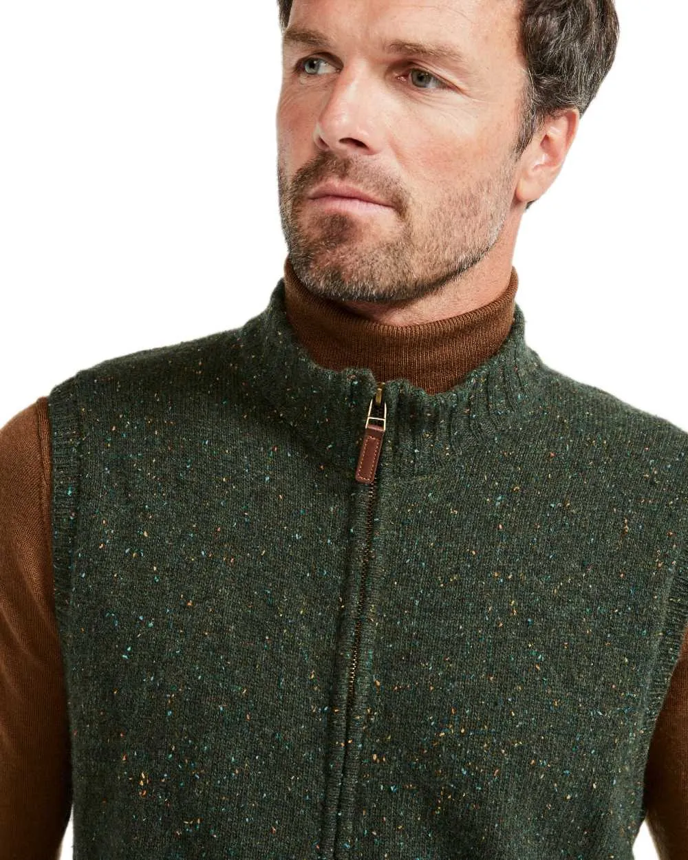 Aran Mens Rossport Nepped Gilet Long Sleeve Cotton Shirts