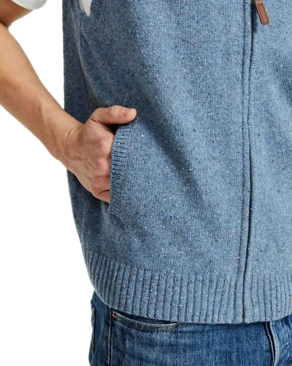 Aran Mens Rossport Nepped Gilet Long Sleeve Cotton Shirts