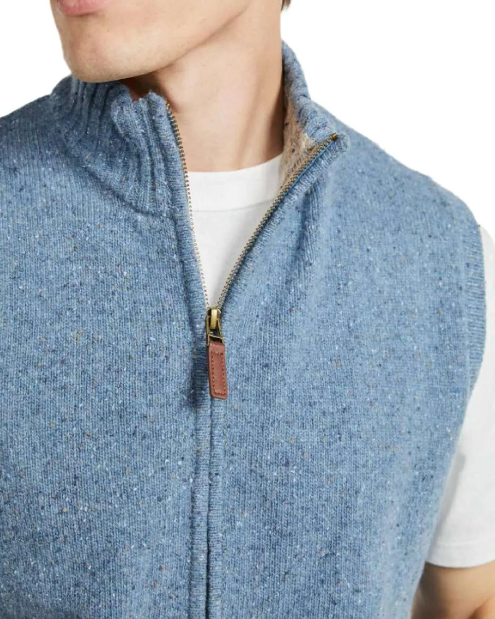 Aran Mens Rossport Nepped Gilet Men's Knit Sweaters