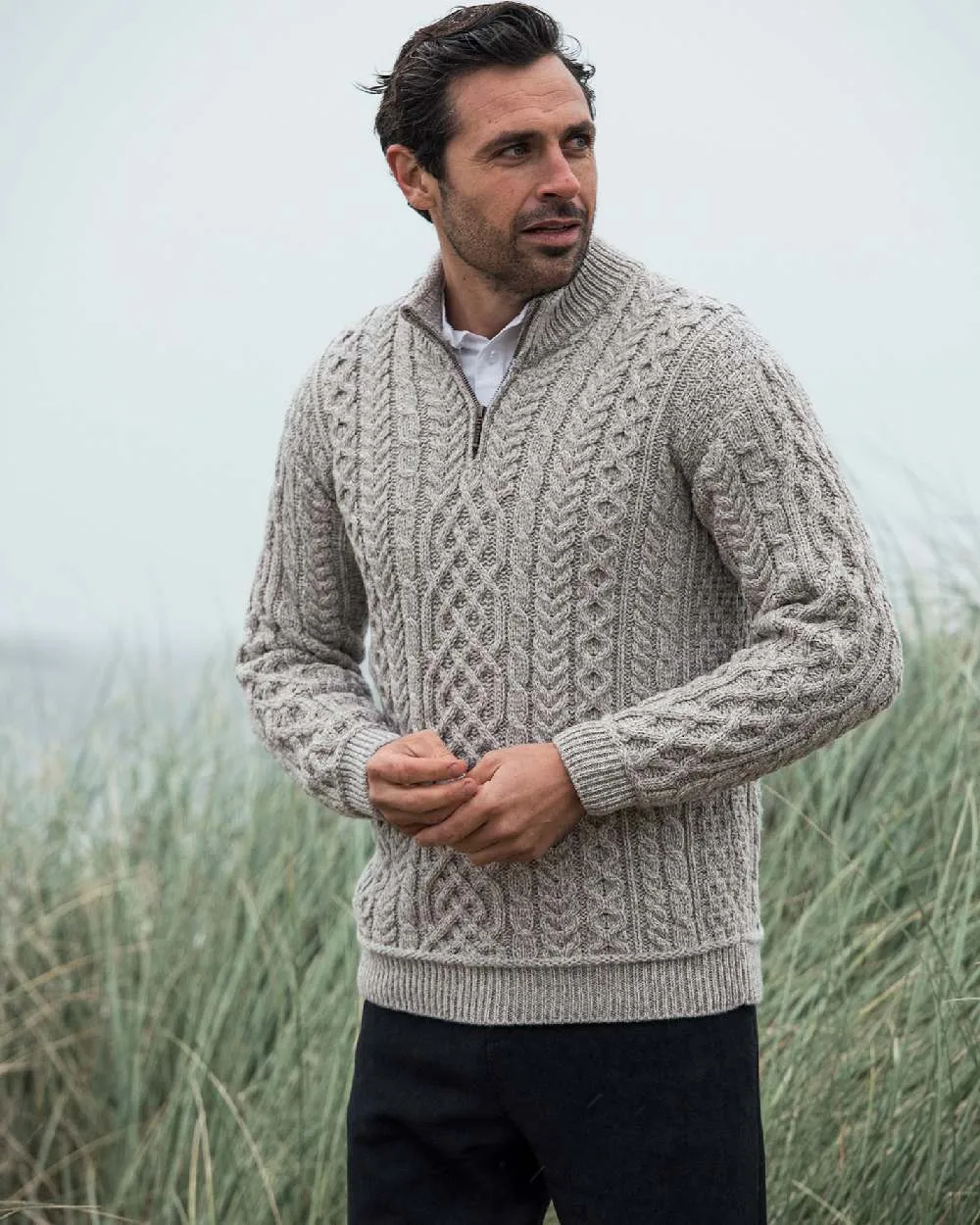 Aran Supersoft Merino 1/2 Zip Jumper Men's Knit Sweaters