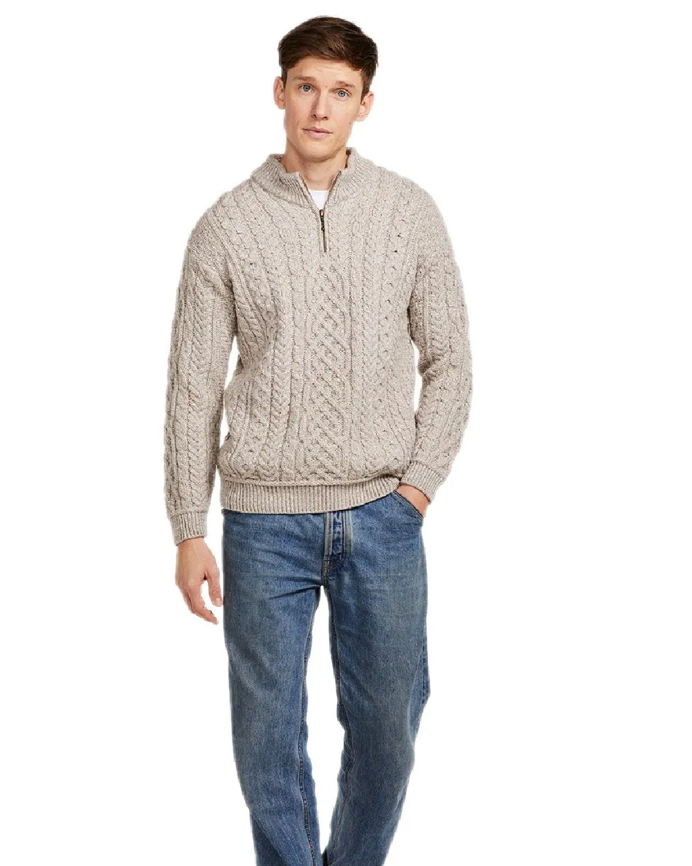 Aran Supersoft Merino 1/2 Zip Jumper Men's Knit Sweaters
