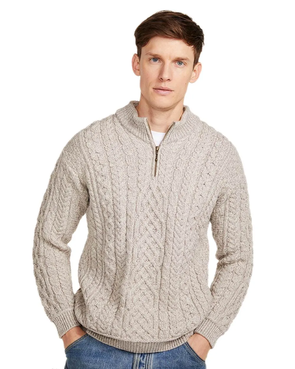 Aran Supersoft Merino 1/2 Zip Jumper Men's Knit Sweaters