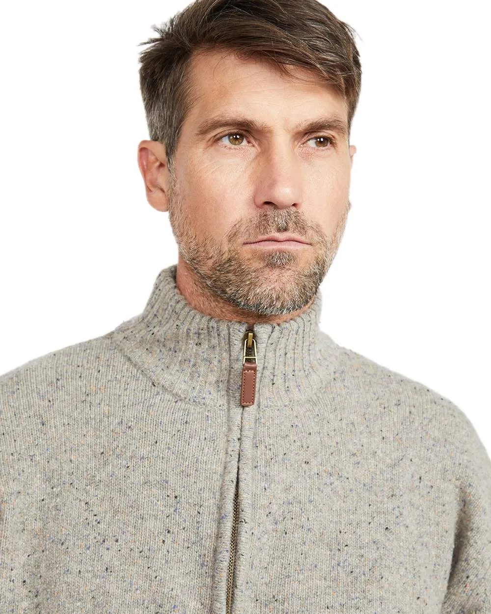 Aran Wool Zip Neck Sweater Men's Knit Sweaters