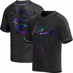 Atlanta Braves #16 Travis d?????Arnaud Black Holographic Alternate Jersey Stitches Baseball Jerseys