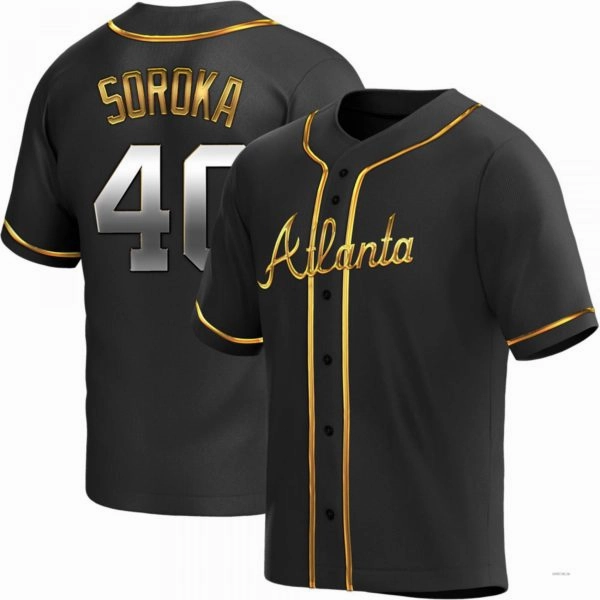 Atlanta Braves #40 Mike Soroka Black Golden Alternate Jersey Stitches Baseball Jerseys