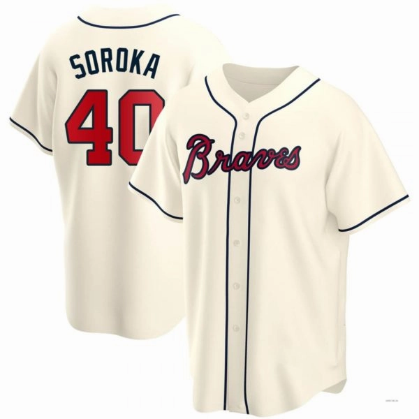 Atlanta Braves #40 Mike Soroka Cream Alternate Jersey Stitches Baseball Jerseys