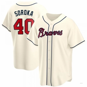 Atlanta Braves #40 Mike Soroka Cream Alternate Jersey Stitches Baseball Jerseys