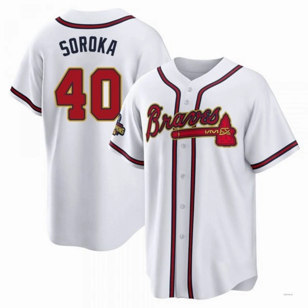 Atlanta Braves #40 Mike Soroka Gold White 2022 Program Jersey Stitches Baseball Jerseys