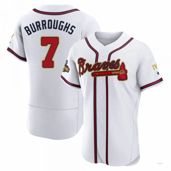 Atlanta Braves #7 Jeff Burroughs Gold White 2022 Program Jersey Stitches Baseball Jerseys