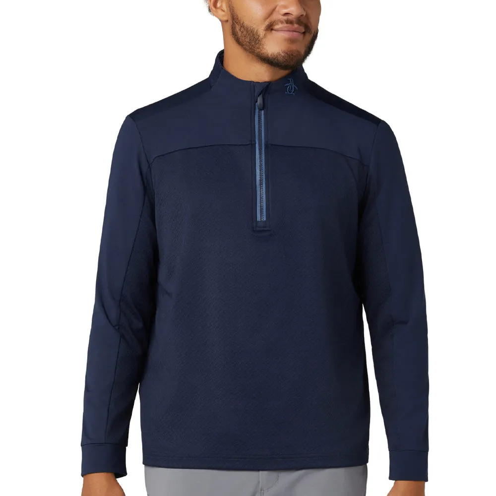 Built to Perform Black Friday Sale Original Penguin Lightweight Mixed Media 1/4 Zip - Black Iris