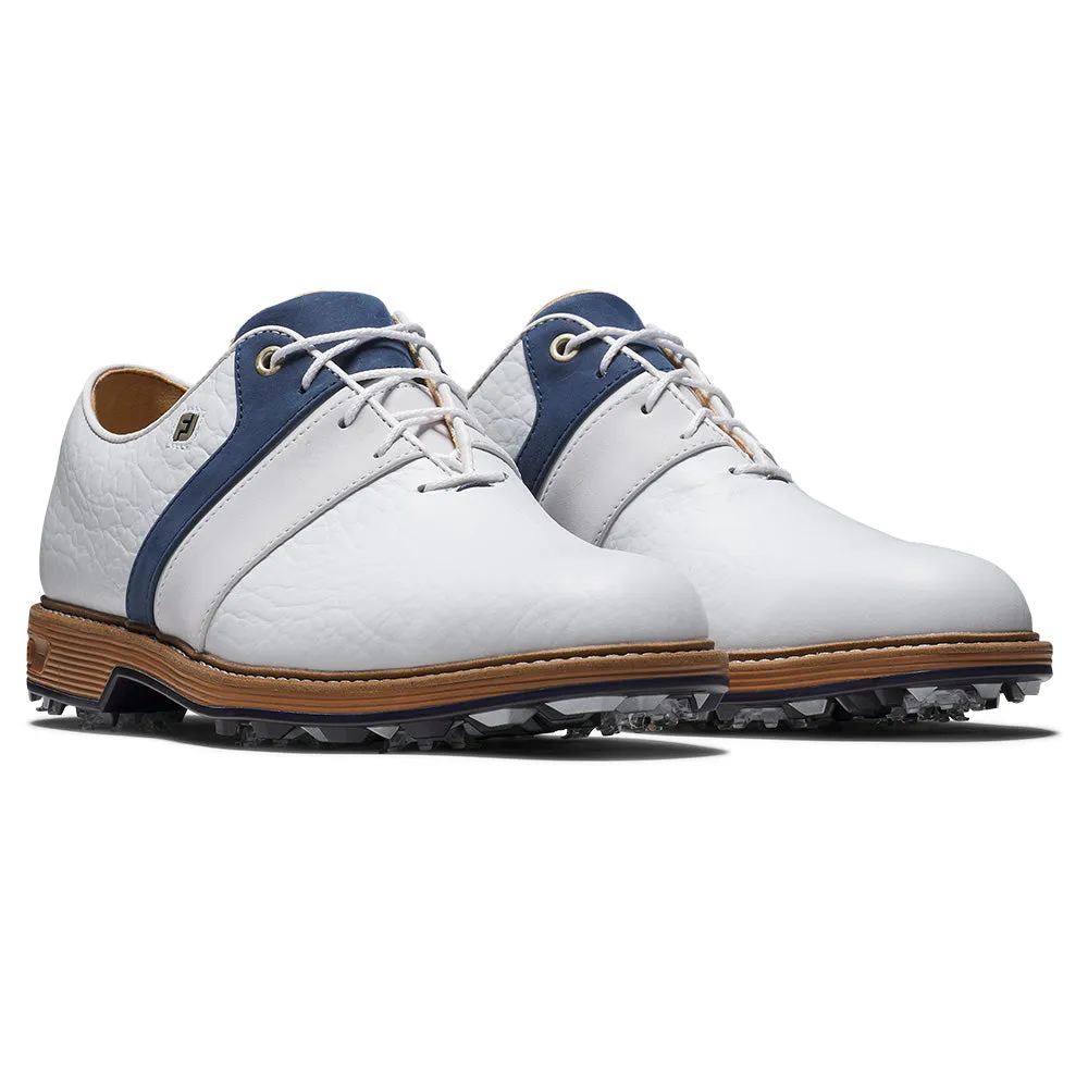 Keep Going Strong Footjoy Premiere Series Packard Lx Spiked Waterproof Shoes - White/Navy/White