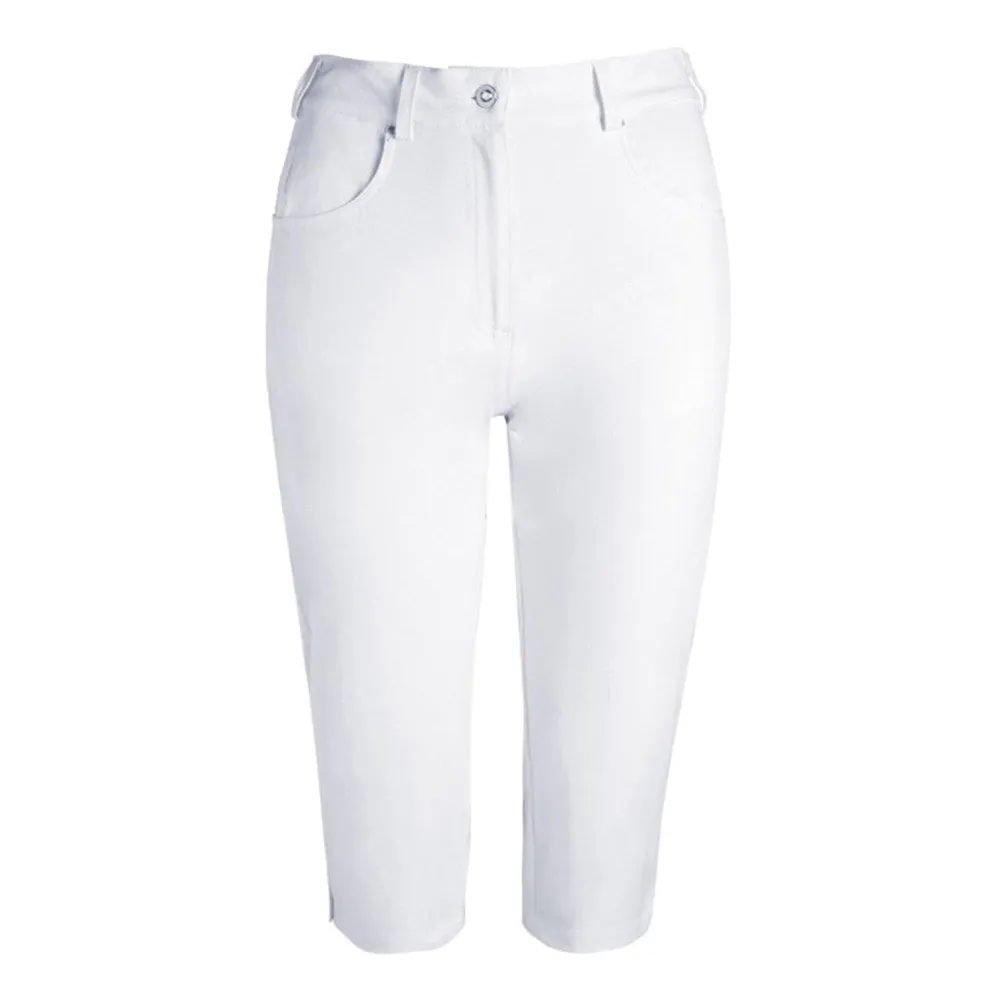 Glenmuir Women'S Phoebe Lightweight Stretch Performance Golf Capri Pants - White Command Attention