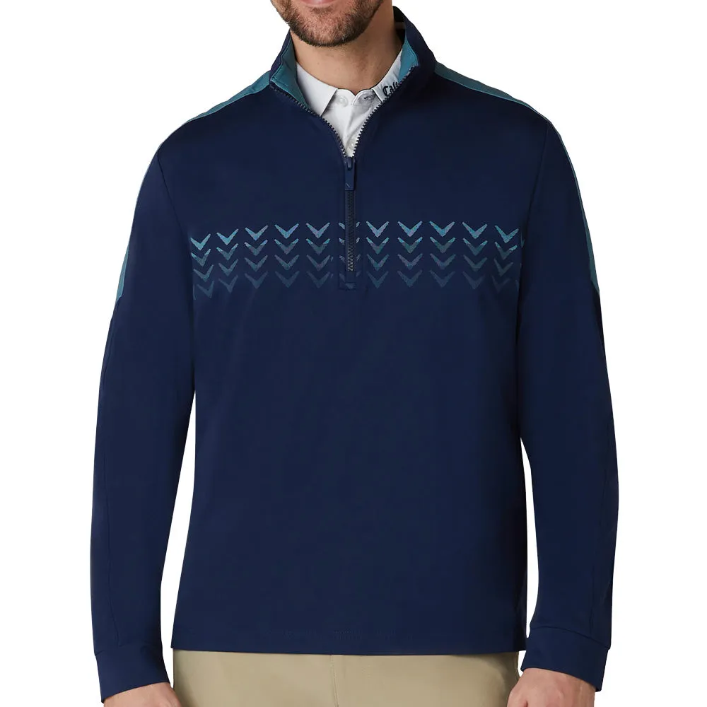 Made to Move Callaway 1/4 Zip Block Chev Pullover - Peacoat